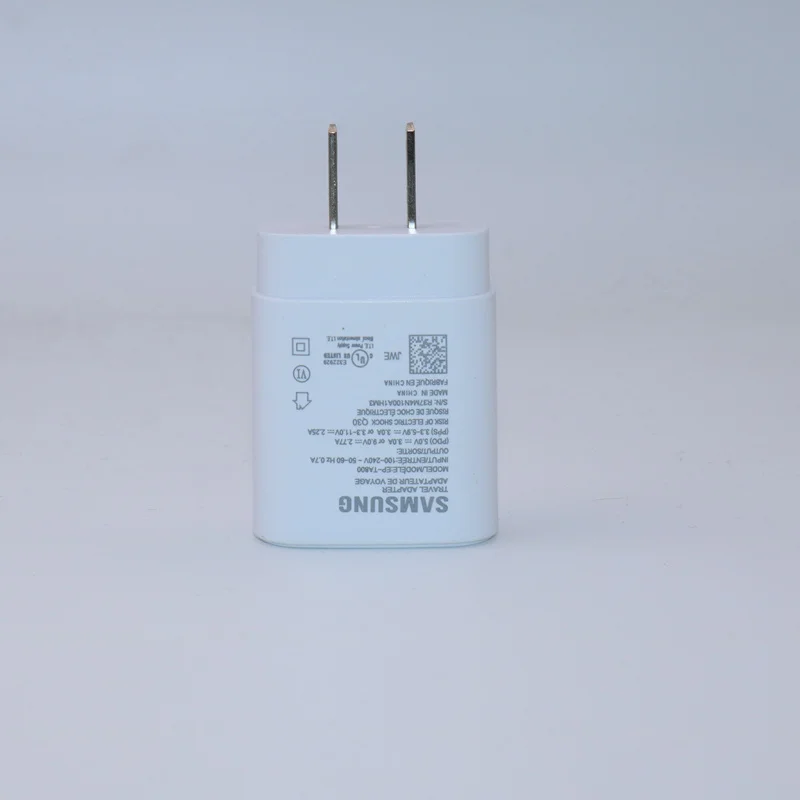 Samsung Note10 25 Вт супер быстрое зарядное устройство для путешествий Usb PD PSS Быстрая Зарядка адаптер EP-TA800 для Galaxy Note 10 S10 S9 plus mi9 k20 - Тип штекера: Only white US