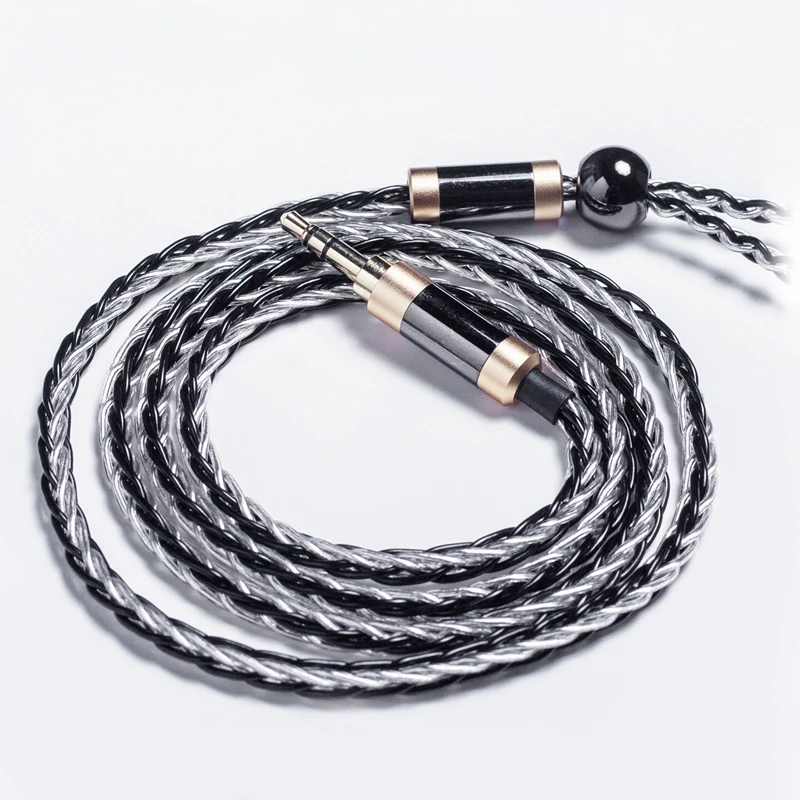 

Ready JCALLY 8 Core Black+ Silver OFC Silver Plated Earphone Upgrade Wire 3.5MM Jack for TFZ T2 KZ ZSX TFZ T2 CCA C12