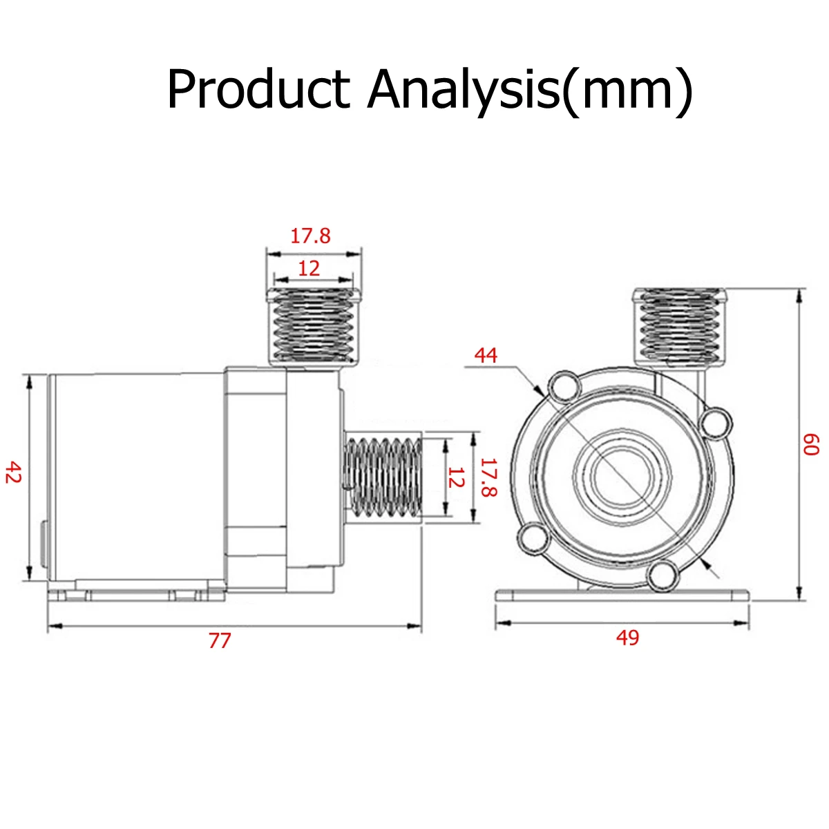 DC 24V 800L/h Ultra Quiet Mini 5.5m Lift Brushless Motor Submersible Water Pump with 50cm cable