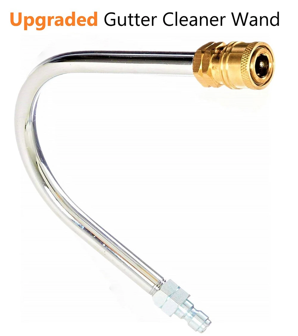 

YAMATIC Hard Chrome Gutter Cleaner Wand Attachment 4500 PSI for Pressure Washer with 1/4" Brass Quick Coupler x 1/4" QC Plug