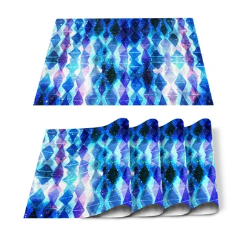 

Gradient Starry Sky Geometry Rhombus Grid Table Mats for Dining Table Non Slip Kitchen Table Coaster Kitchen Accessories