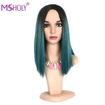 

Synthetic Wig Straight Bob Ombre Green Blonde Pink Brown Black Hair Wigs for Black White Women Cosplay Party Hair Wigs Msholy