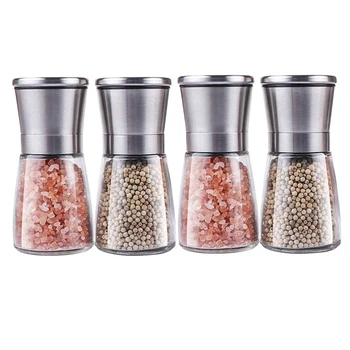 

Premium Stainless Steel Salt and Pepper Grinder Set(4 Pieces) - Pepper Mill and Salt Mill, Spice Grinder with Adjustable Coarsen