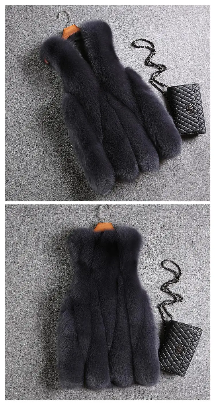 Женский осень зима настоящий натуральный мех жилет натуральный Лисий мех пальто женский меховой теплый толстый длинный Лисий Меховая куртка жилет N120