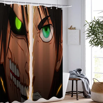 

Attacking Giant/Attack on Titan Shower Curtains Anime Cartoon Japan Waterproof Washable Screen Kids Soft Bathroom Curtain