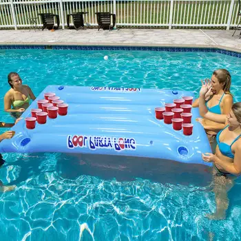 

145 * 60cm Inflatable Beer Pong Table Pool Float Summer Water Party Fun Air Mattress Pool Lounge Raft For Men Women