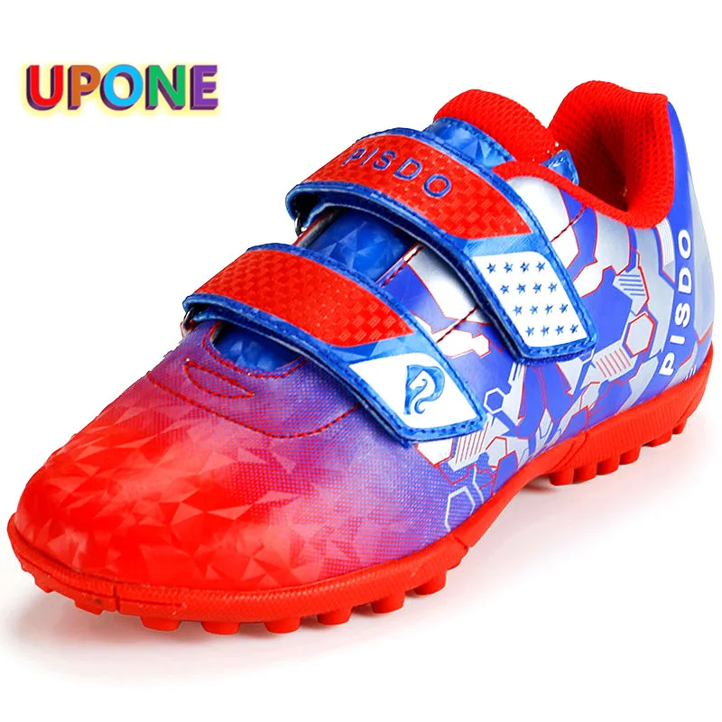 Fashion Shinny Kids Soccer Shoes Indoor Hook-Loop Futsal Shoes Letter Pringting Short Spike Football Shoes Kids futbol 2020 kids