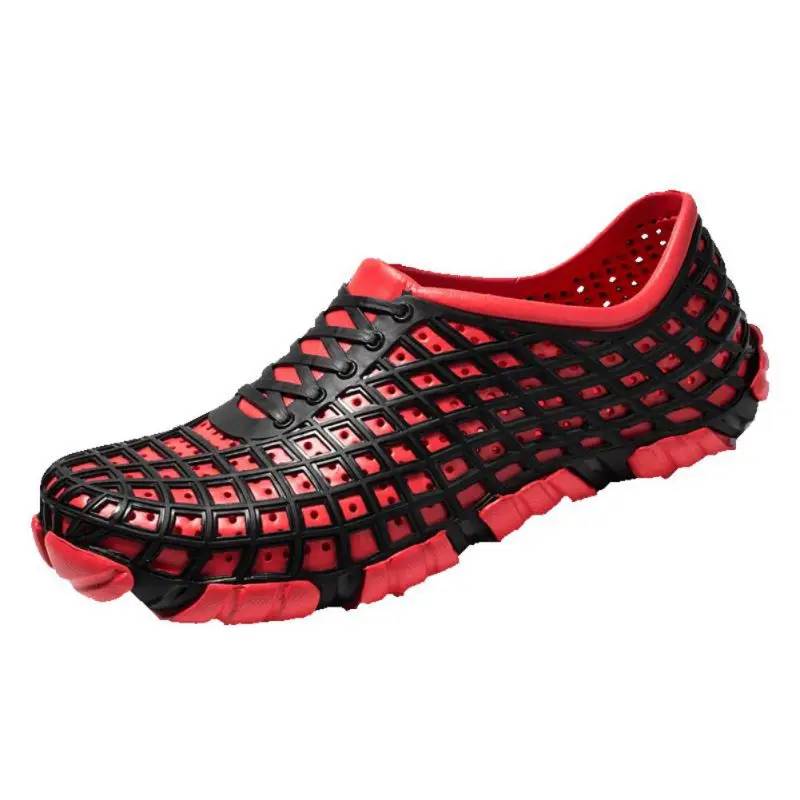 Men Hollow Soft Breathable Clogs Shoes Anti-slip Slip-On Outdoor Beach Sandals - Цвет: XT0480R