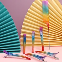 Anti-static Rainbow Hair Comb Rainbow Hairpin Fixed Styling Clip Flat Duck Mouth Hair Clips Pro Salon Hair Styling Tool 2