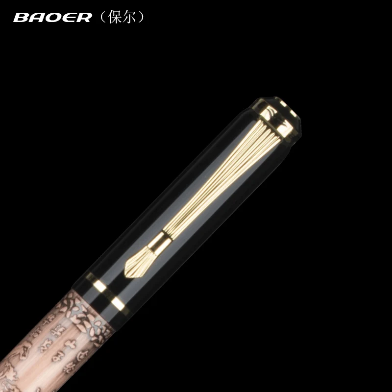 Baoer507 볼펜 롤러 볼펜 선물 Caneta 젤 펜 고급 선물 문구, 아름답게 양각 된 0.5mm 블랙 풀 커버 펜