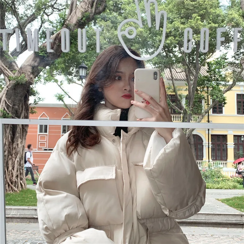 Женское зимнее пальто в Корейском стиле, ультра толстое, с подкладкой, Ulzzang, одноцветное, с карманами, на талии, с подкладкой, повседневное пальто, куртка, ткань
