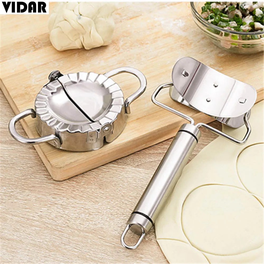 VIDAR DIY Dumplings Wrapper Maker Tool 304 Stainless Steel Jiaozi Pierogi Mold Durable Dumpling Cutter Mold Clips Baking Molds afbeelding