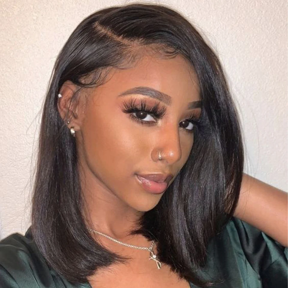 Bob Wig Lace Wig Short Wigs Short Wig Straight Hair For Black Wome 4×4 Closure Natural Color