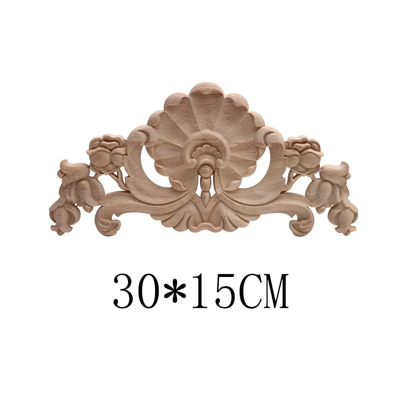 C198-2 Wood Applique Onlay Wood Decal Rubber Wood Corner Walls Decor Unpainted Antique Wood Figurines Wood Mouldings Exquisite NEW - Цвет: C198-2