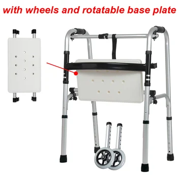 2 Wheels Old Walker Aluminum Alloy Walking Aid Base Plate Adult Rehabilitation Walking Training Walkers for the Elderly