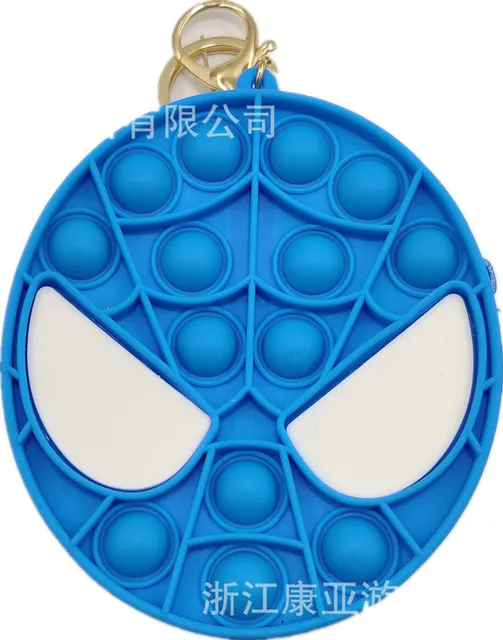 New Popit Mini Money Wallet Fingertip Toys Push Bubble Popite Pendant Bag Hot Sale Adult Decompression Toys Children Anti-Stress spider blue
