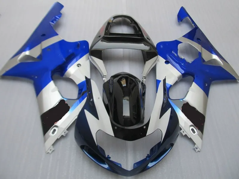 Новинка Обтекатели Кузов для GSXR1000 2001 2002 GSXR 2003 K2 00 01 02 ABS Синий Серебряный