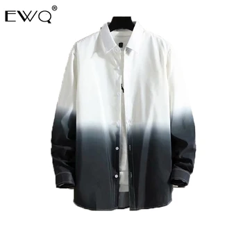 

EWQ / 2020 Spring New Men's Clothes Gradual Color Loose Long Sleeve Shirt Vintage Tie-dyed Trend Shirt Fashion Casual Tops 9Y228