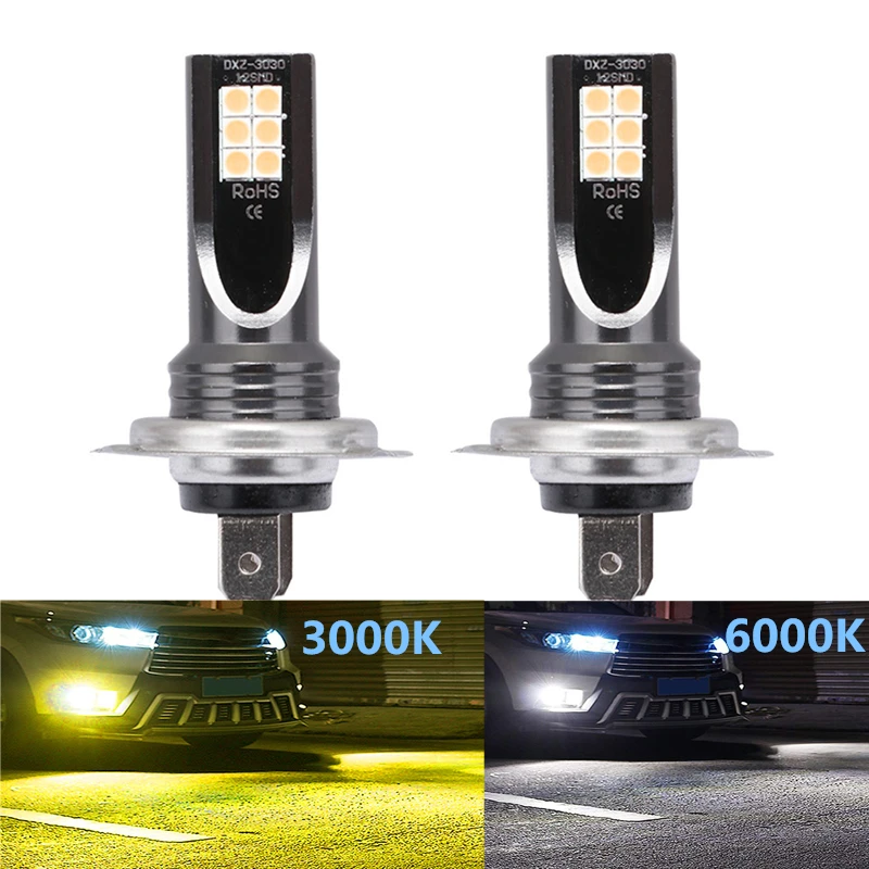

2Pcs H7 LED Bulb H1 H3 H11 HB3 HB4 9005 9006 12 3030SMD 1500LM Super Bright Car Led Fog Lights 12V 3000K 6000K Auto Lamp Bulbs