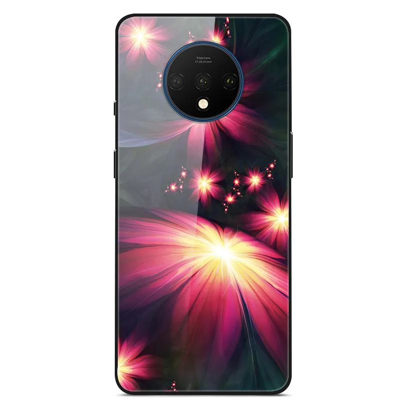 Закаленное стекло Чехол для Oneplus 7T Case Жесткий ПК Красочная задняя крышка Для Oneplus 7T Крышка 1+ 7T Телефонный бампер на один плюс 7T Fundas - Цвет: 12