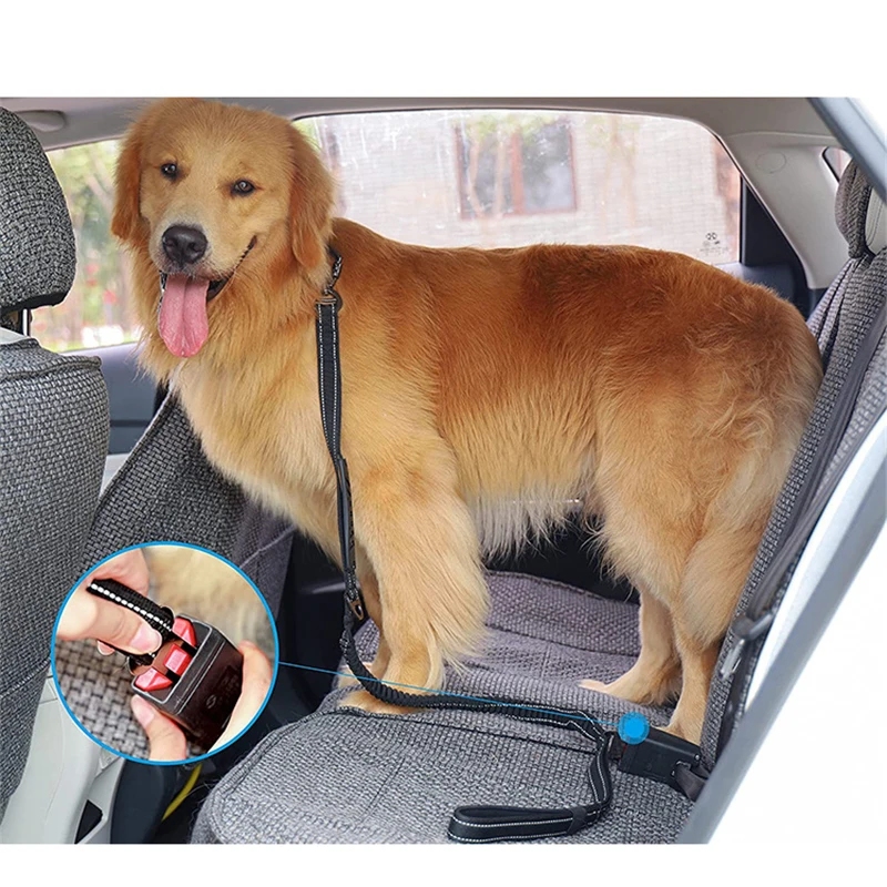 Reflective Big Dog Leash With Car Safety Buckle And Padded Handle