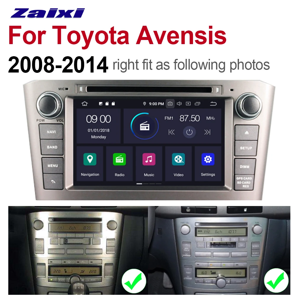 Автомобильный мультимедийный плеер Android 9 автомобильное радио для Toyota Avensis 2008 2009