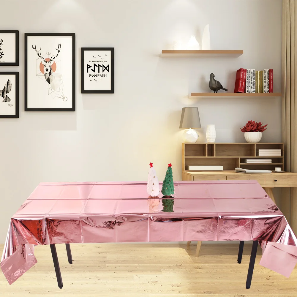 

270*100cm Waterproof Aluminum Foil Tablecloth PET Rectangle Table Cloth Cover Christmas Wedding Birthday Party Table Desk Cloth