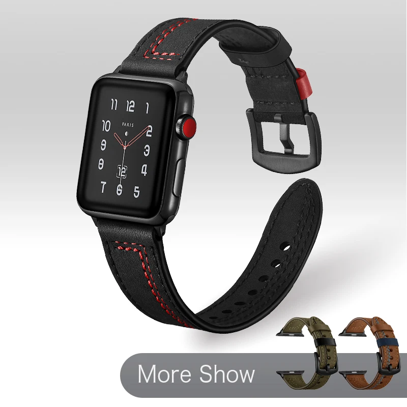 Ремешок из натуральной кожи для Apple Watch Series 5 4 3 роскошный браслет наручных часов