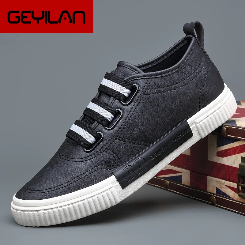

Spring New Men's Vulcanized Sneaker Shoes Elastic Black Slip On Loafers British Fashion Men Leisure Flat Shoes M92060