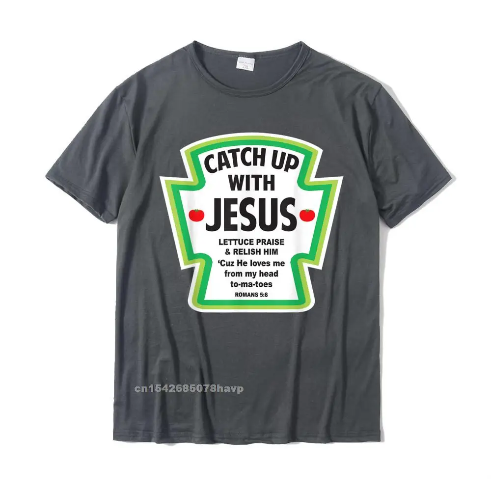 Casual T Shirt Comics Short Sleeve Funny Round Neck 100% Cotton Fabric Tops Shirt Printed Sweatshirts for Men Thanksgiving Day Catch up With Jesus Funny Christian Faith T-Shirt__2035. carbon