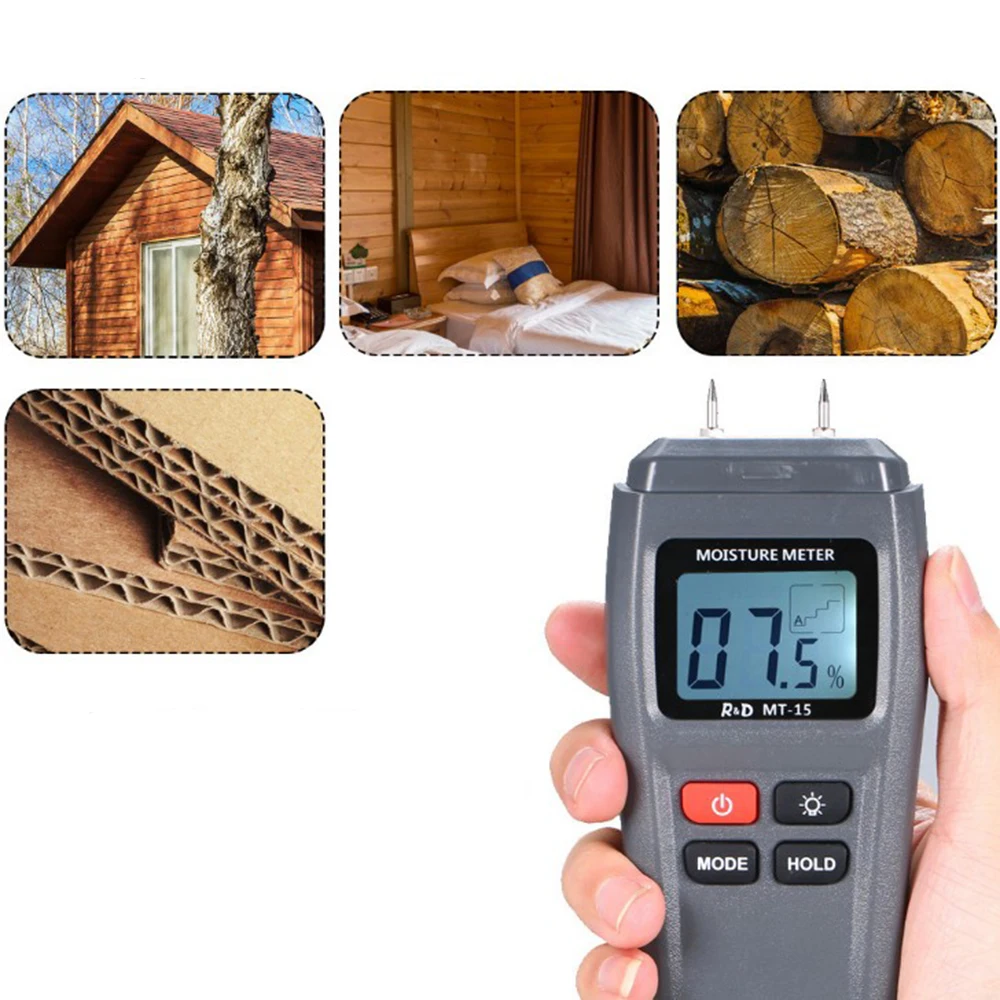 Digital LCD Wood Moisture Meter Detector Portable Firewood Cardboard Tester USA 