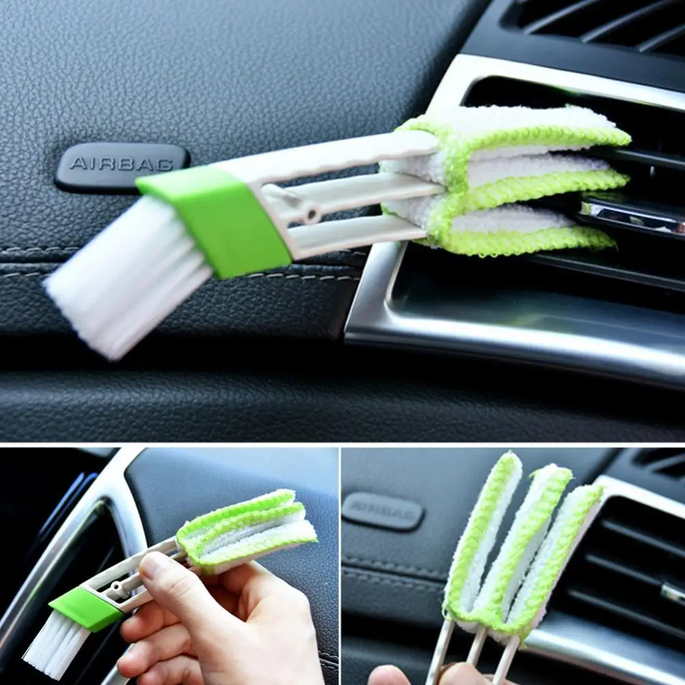 Double Head Car Air Outlet Dashboard Cleaning Cloth Brush Dust Remove