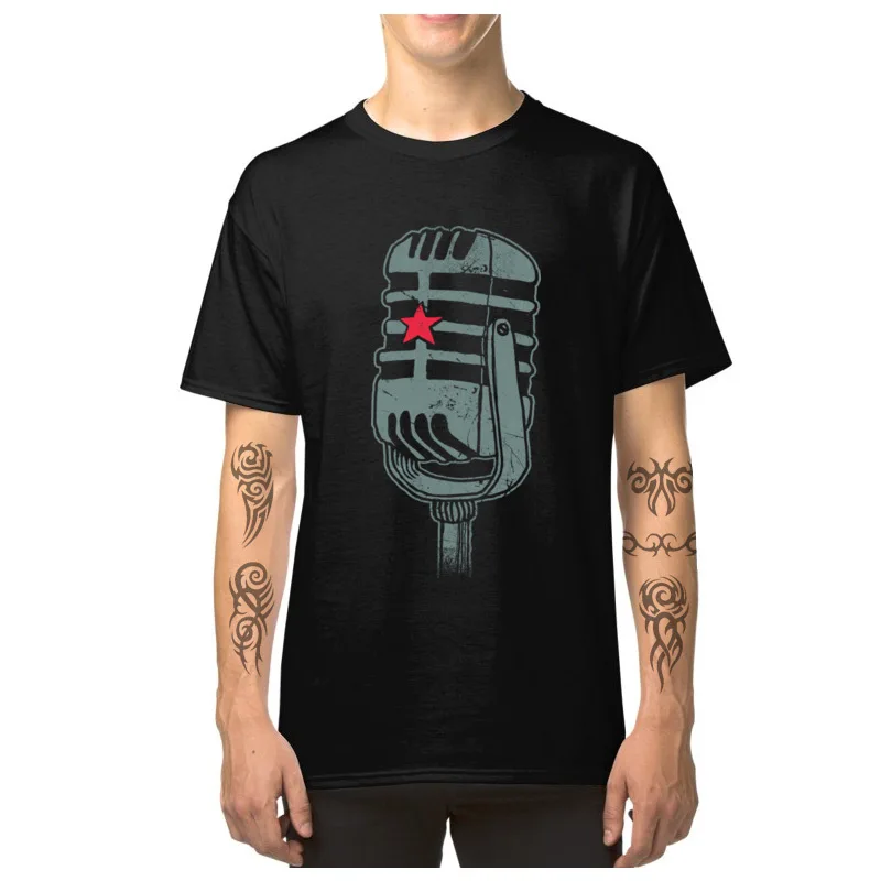 Vintage_Guerilla_Radio_Dial_Mic_3759 Pure Cotton Men Tops Shirts Gift Summer/Autumn T-Shirt Fashion O Neck Tops T Shirt Vintage_Guerilla_Radio_Dial_Mic_3759 black