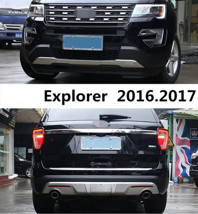 Подходит для Ford Explorer 2016 2017 Передний + задний бампер диффузор бамперы защита губ
