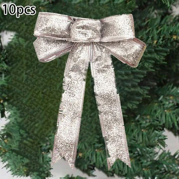 

Chritmas Bows decor Sparkling Baubles Glitter ribbon Xmas Ornament Bowknot
