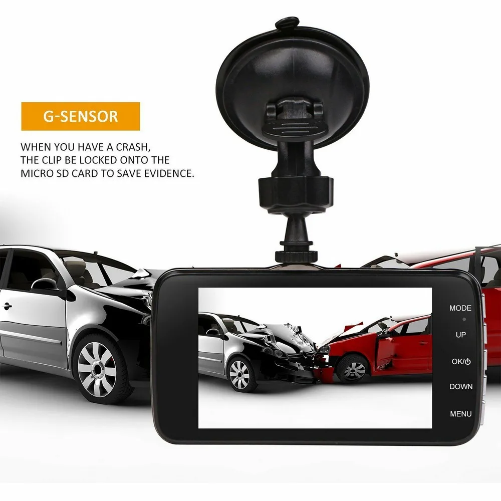 4 ''3,6'' Автомобильная камера с двойным объективом DVR Автомобильный видеорегистратор HD 1080P ips парковочный монитор гравитационный датчик