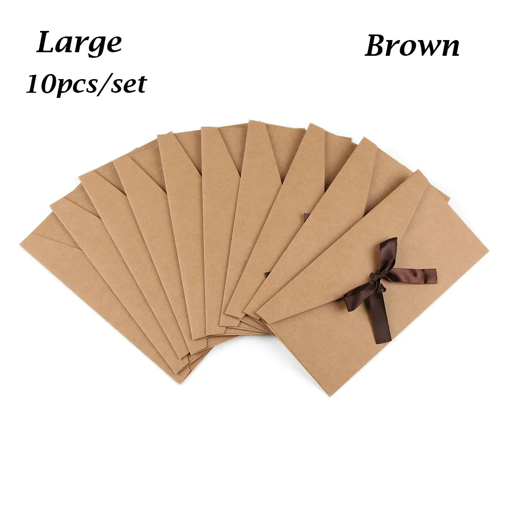 Large Brown 10 шт. Ретро Конверт перламутровый бумажный бант утолщенная лента креативный цвет канцелярские товары свадебный подарок для офиса школьные принадлежности - Цвет: Large Brown