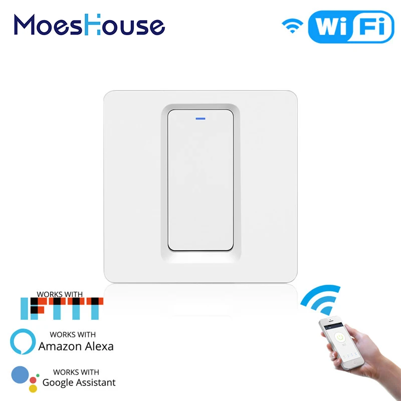 

WiFi Smart Light Switch Push Button Smart Life/Tuya APP Remote Control Works with Alexa Echo Google Home for Voice Control