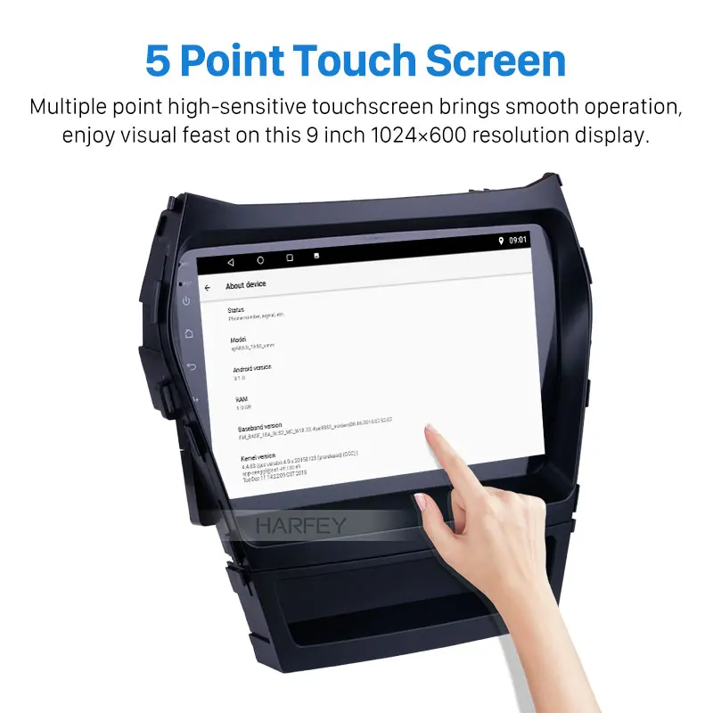 Clearance Harfey Car Radio Android 9.0 For 2013 2014 2015-2017 Hyundai IX45 SantaFe 9 inch Bluetooth WIFI GPS Navigation Multimedia Player 3