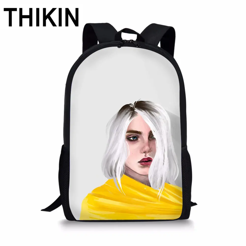 as picture THIKIN Billie Eilish, школьные сумки для подростков, рюкзак в стиле хип-хоп для мальчиков и девочек, рюкзак для ноутбука, рюкзак для путешествий, рюкзак для фанатов, подарок - Цвет: as picture