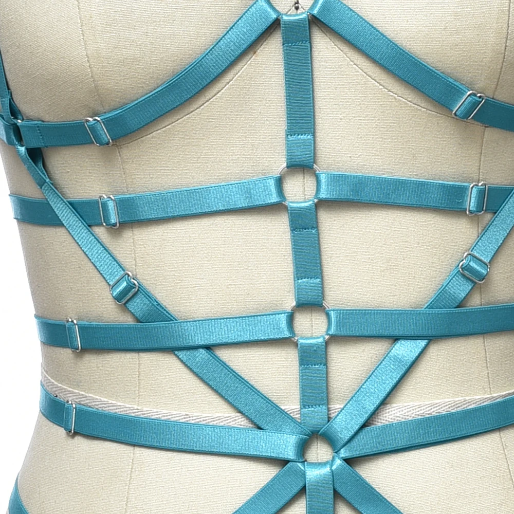 Sexy Harness Body Frauen Blau Bondage Dessous Set Pole Dance Rave Tragen  Körper Harness Gürtel Einstellbare Hohl Offene Brust Käfig - AliExpress