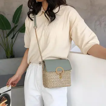 

Hot Sale Shoulder Bag Women Shoulder Crossbody Handbag Casual Straw Bucket Totes Travel Money Purse Leisure Daily Shopping