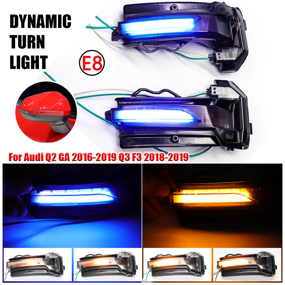 

Side Wing Rearview Mirror LED Dynamic Blinker Sequential Turn Signal Indicator Light for Audi Q2 2018 2019 2020 Q3 2019 2020