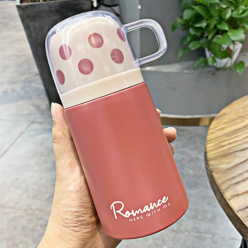 200ml pink 200 мл 350 мл милый кнопочный термос из нержавеющей стали с вакуумной чашкой светильник портативная Термокружка для кофе термос с изоляцией - Цвет: 200ml pink