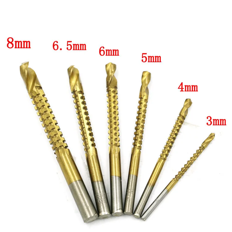 Titanbeschichtetes Bohrer-Set, 3/4/5/6/6,5/8 mm, Spiralschraube, metrischer Verbund-Gewindebohrer, Spiralbohrer zum Schneiden und Bohren – Detail 1