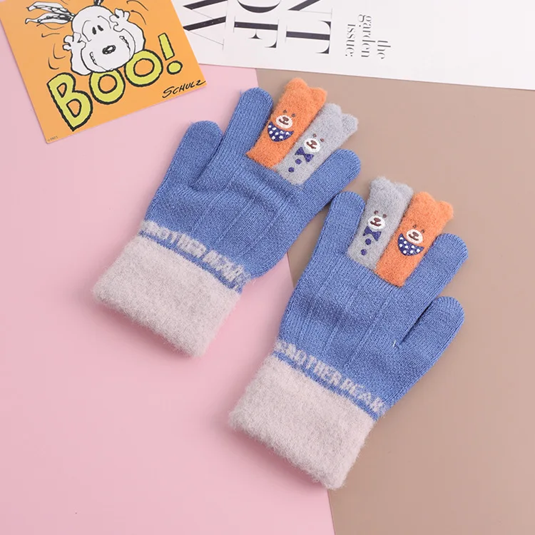 Новинка для От 4 до 7 лет, высокое качество, Детские Зимние теплые мягкие вязаные перчатки для мальчика, модные тонкие детские перчатки с рисунком для девочек