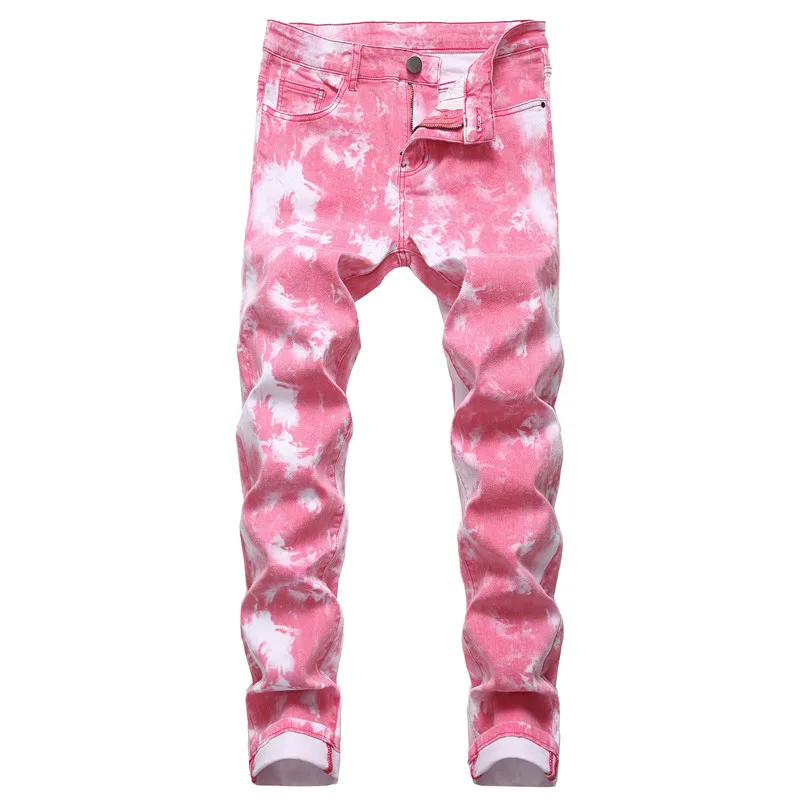 Hip Hop Jeans Men Streetwear Pink Pants Slim Trousers Youth New Casual Trend Jeans Mens Biker Jean Pantalon Full Length Hip Hop Jeans Men Streetwear Pink Pants Slim Trousers Youth New Casual Trend Jeans Mens Biker Jean Pantalon Full Length