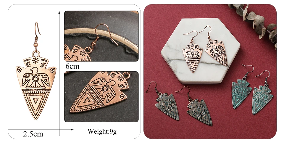 Ethnic Bohemia Vintage Earrings for Women Indian Jewelry Metal Tassel Fringe Drop Earrings Silver Rose Gold Bronze Geometric Leaf Round Circle Earring Wholesale Dropshipping (1)