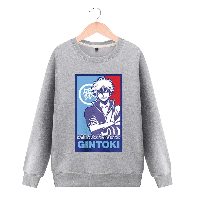 Унисекс с рисунком из аниме «GINTAMA Саката гинтоки круглая горловина с капюшоном "гинтама" пятиконечная звезда Повседневное куртка с капюшоном Футболки с круглым воротом и Повседневное куртка
