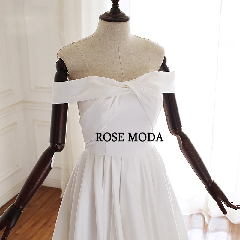Rose Moda простое свадебное платье с открытыми плечами в стиле бохо Свадебные платья со шнуровкой на спине на заказ
